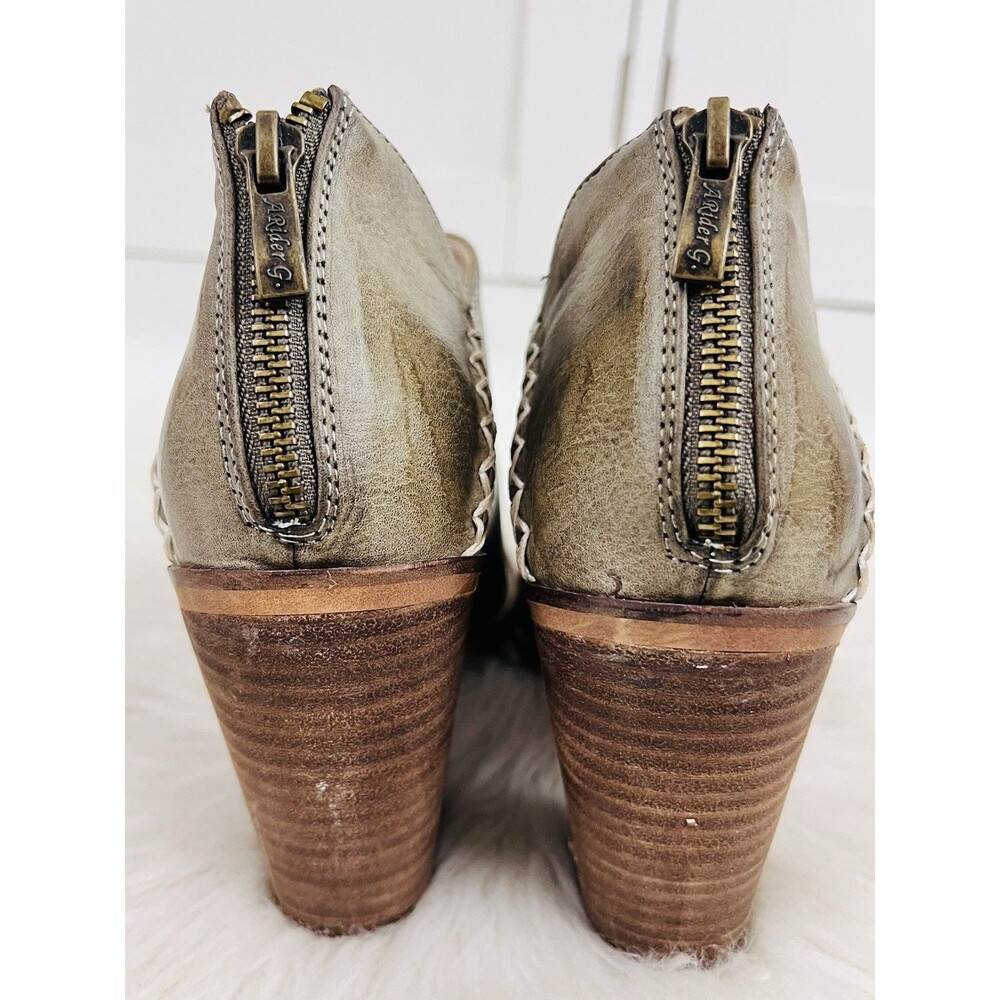 Lot of 2 ARider Girl Brown & Green Oiled Vegan Leather Wooden Ankle Boots Sz 7.5 - Picture 14 of 15